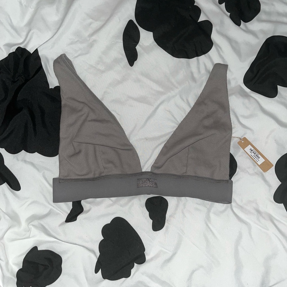 skims smoke cotton plunge bralette